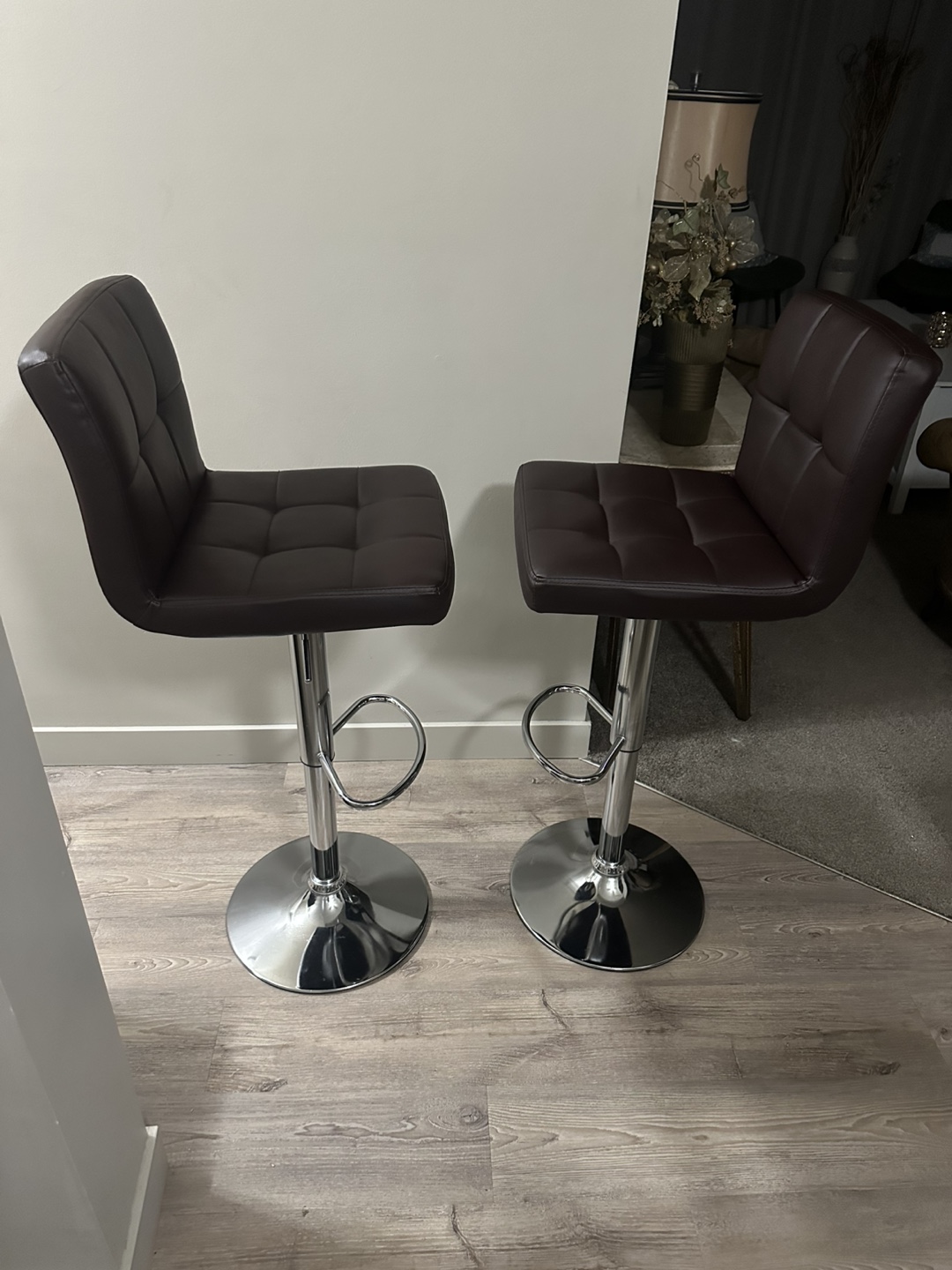 New Pair of Brown Leather Bar Stools - photo 2