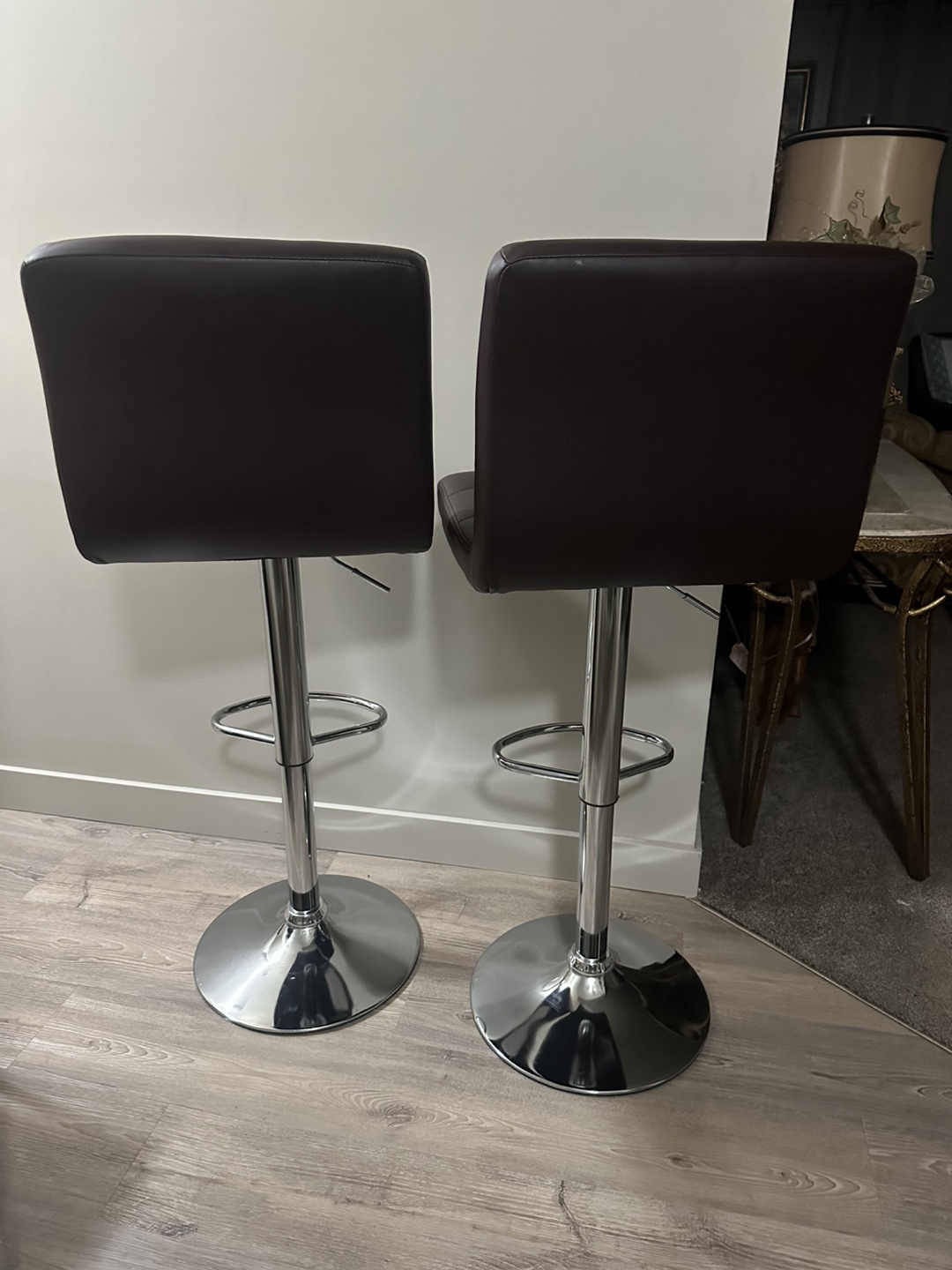 New Pair of Brown Leather Bar Stools - photo 5