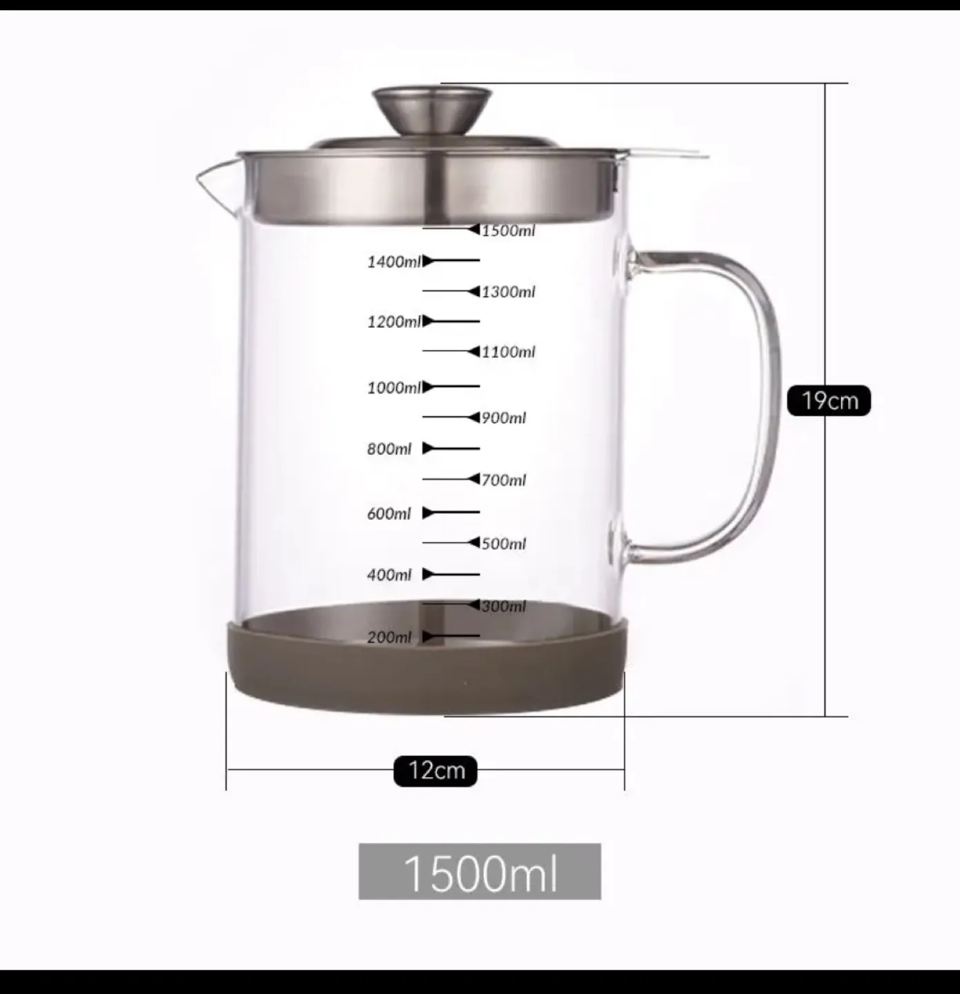 1500ml Glass Oil Pot with Stainless Steel Lid image indicator(3)