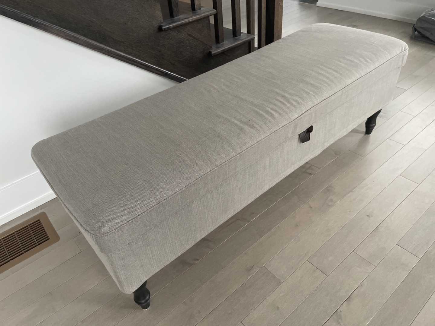 Beige Linen Storage Bench - photo 2