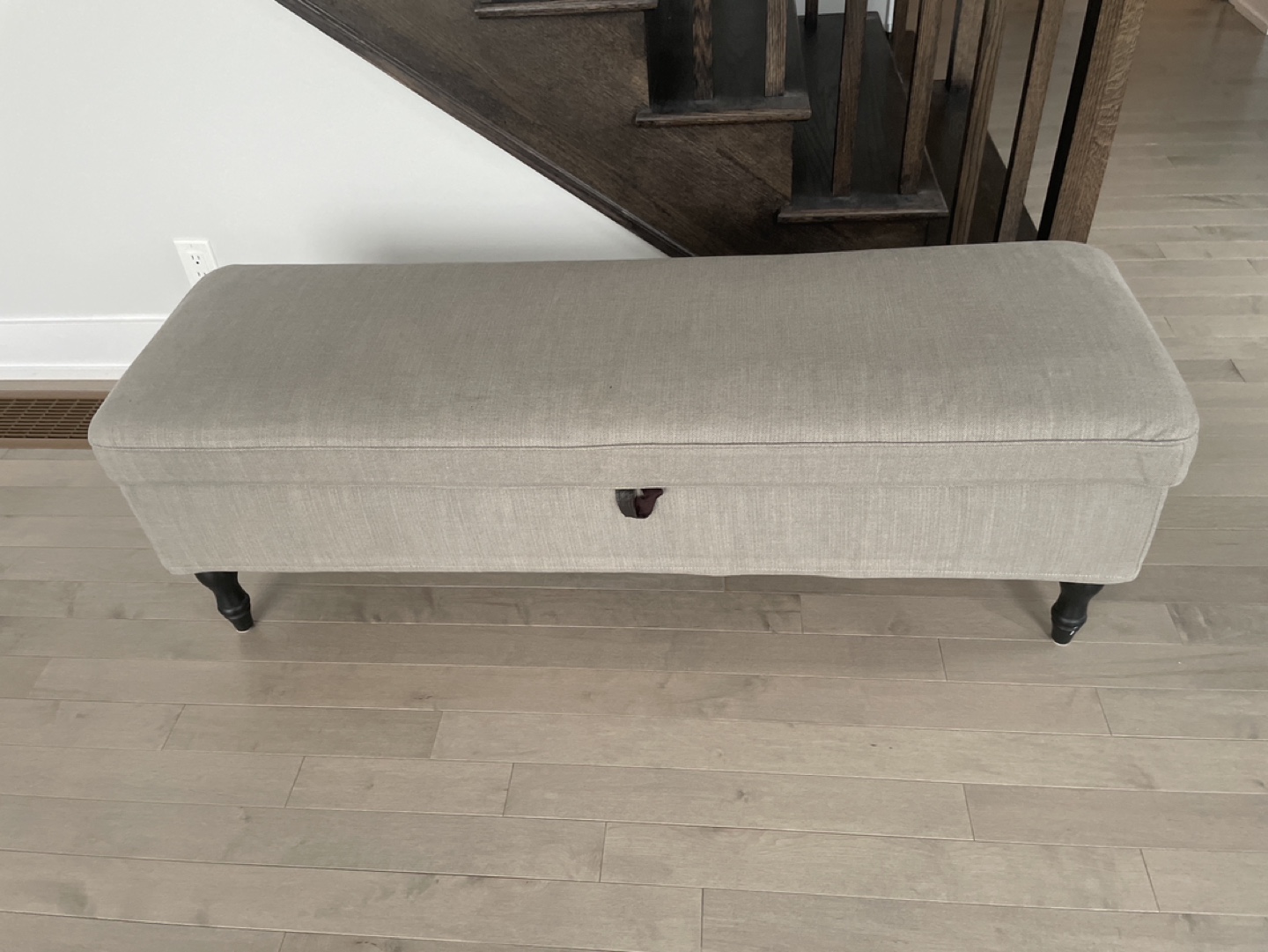 Beige Linen Storage Bench