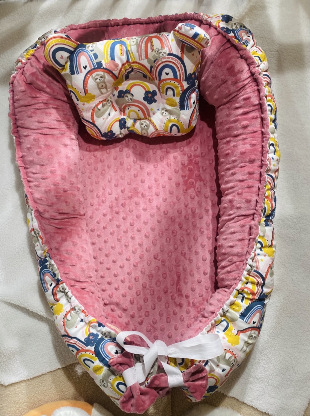 Baby Lounger Nest - Space, Rainbow Sloth, and Cream - photo 2