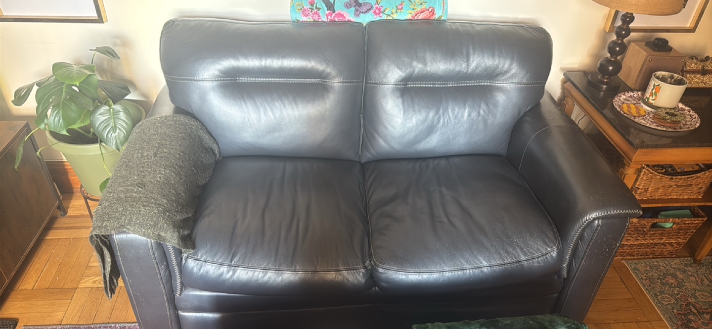Dark Gray Leather Loveseat - photo 3