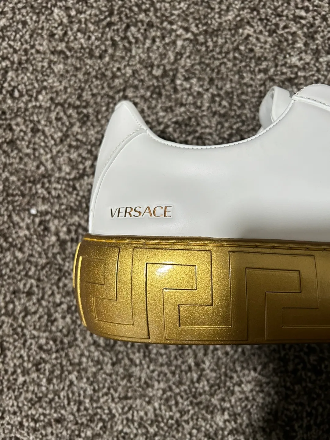 Versace White Leather Sneakers with Gold Accents image indicator(6)