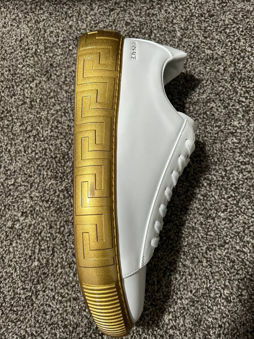 Versace White Leather Sneakers with Gold Accents image indicator(3)