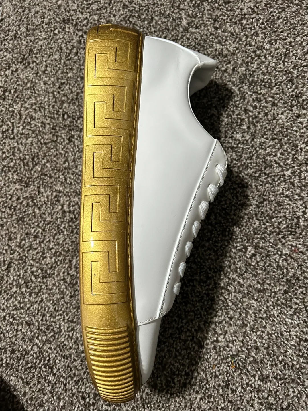 Versace White Leather Sneakers with Gold Accents image indicator(4)