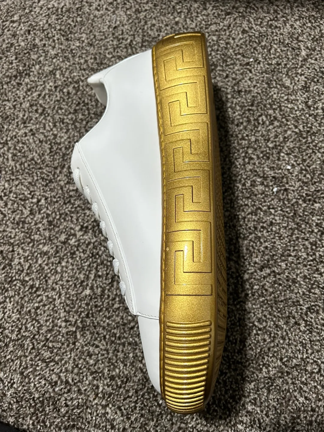 Versace White Leather Sneakers with Gold Accents image indicator(7)