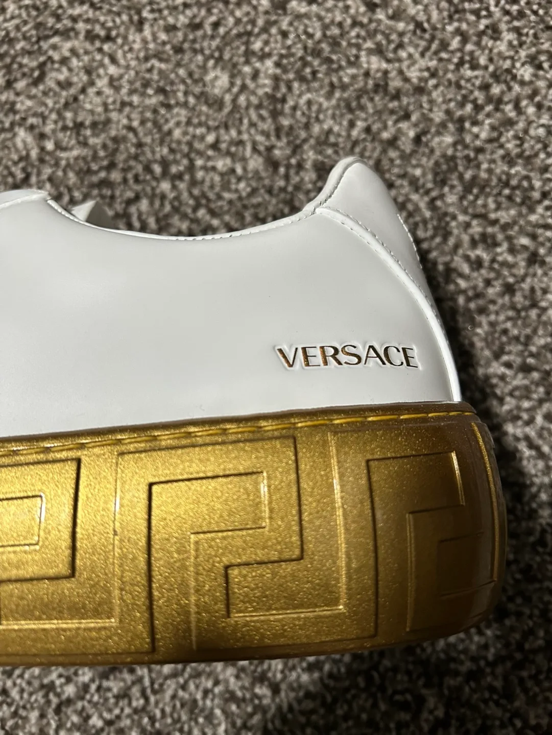 Versace White Leather Sneakers with Gold Accents image indicator(8)