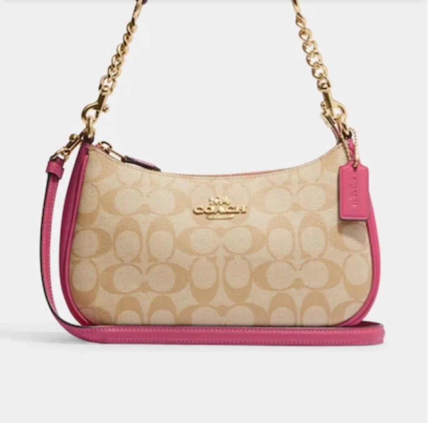Coach Shoulder Bag Beige Pink thumbnail