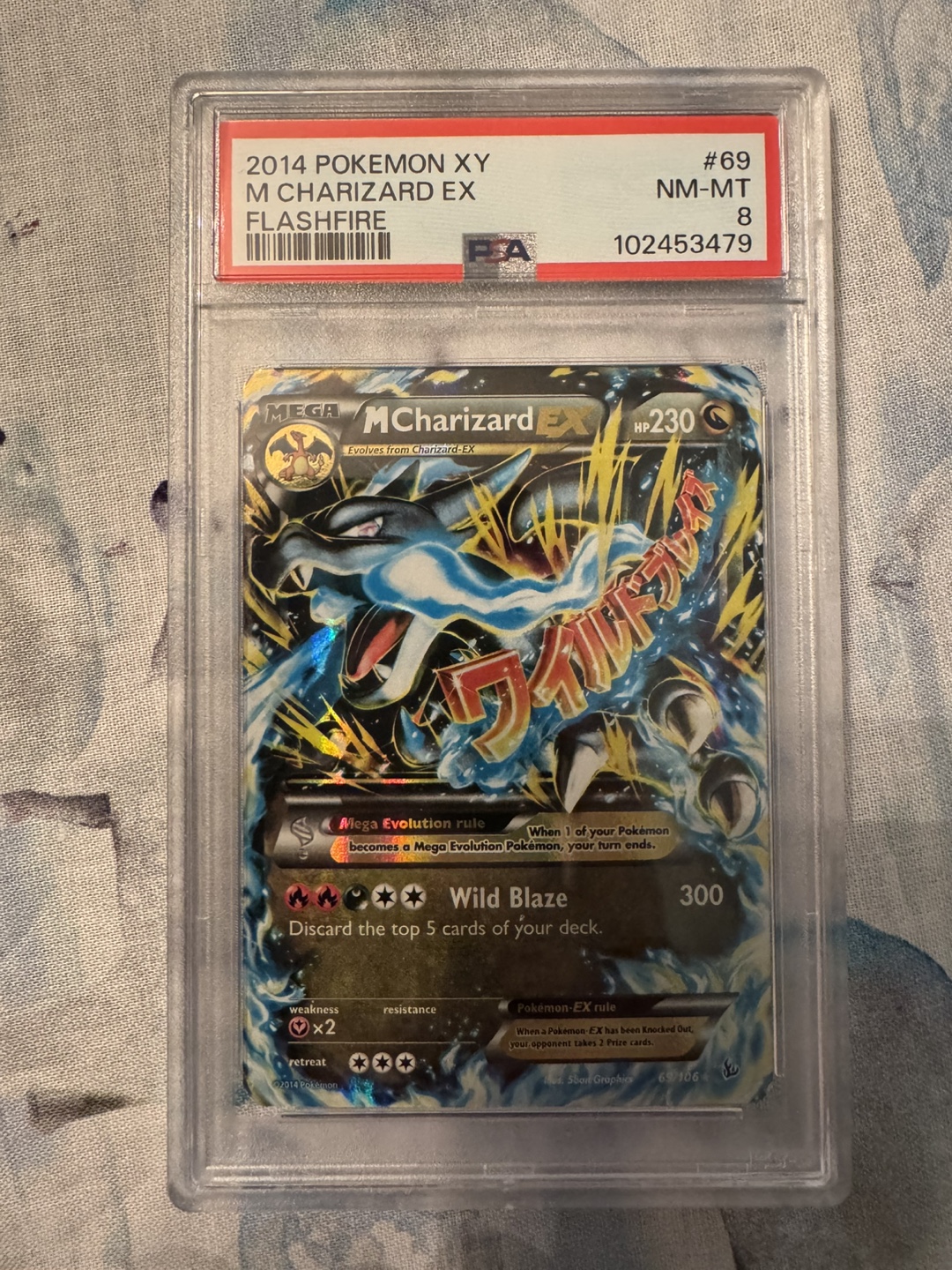Graded PSA 8 NM-MT M Charizard EX 69/106 Flashfire Pokemon Card