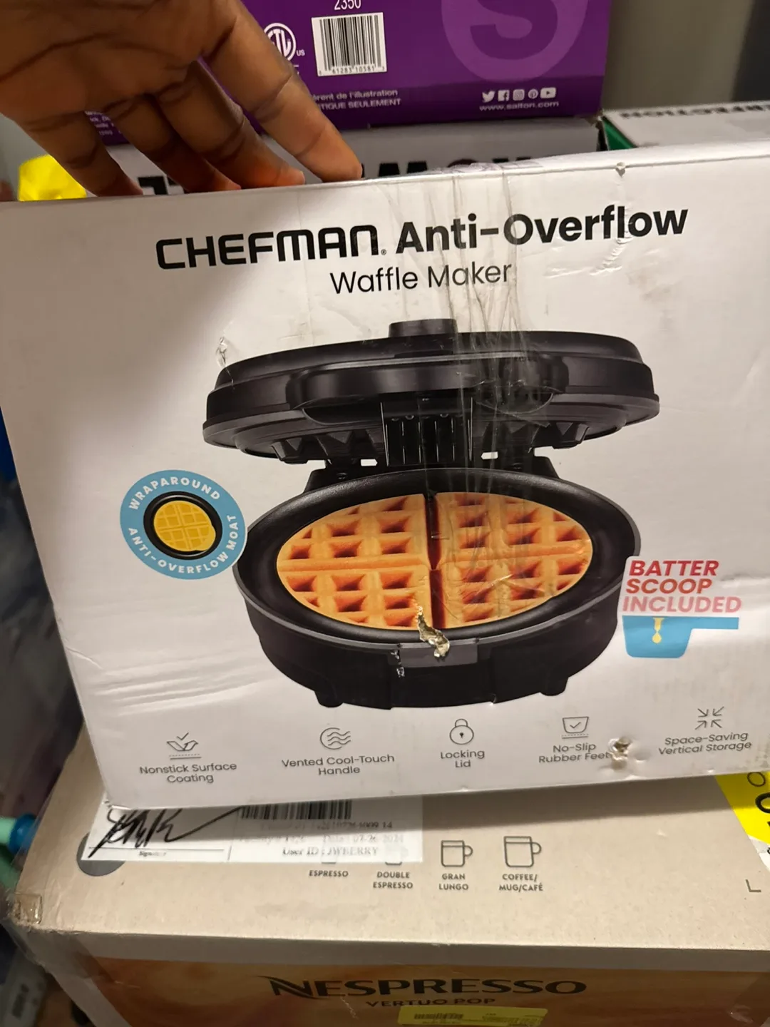 CHEFMAN Anti-Overflow Waffle Maker - New in Box image indicator(2)