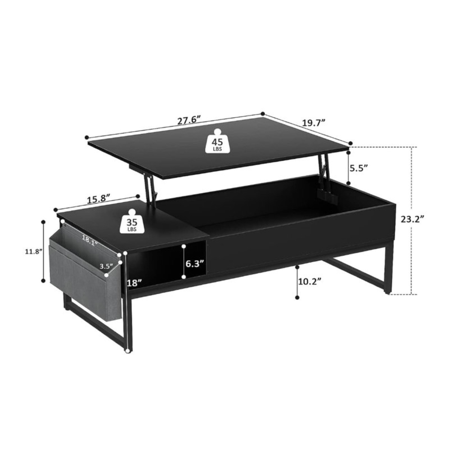 Lift-Top Coffee Table with Storage - photo 4