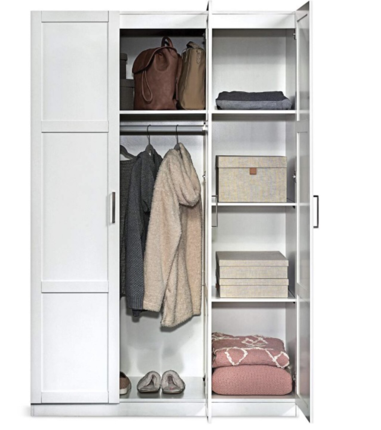 White 3-Door Wardrobe Armoire - photo 3
