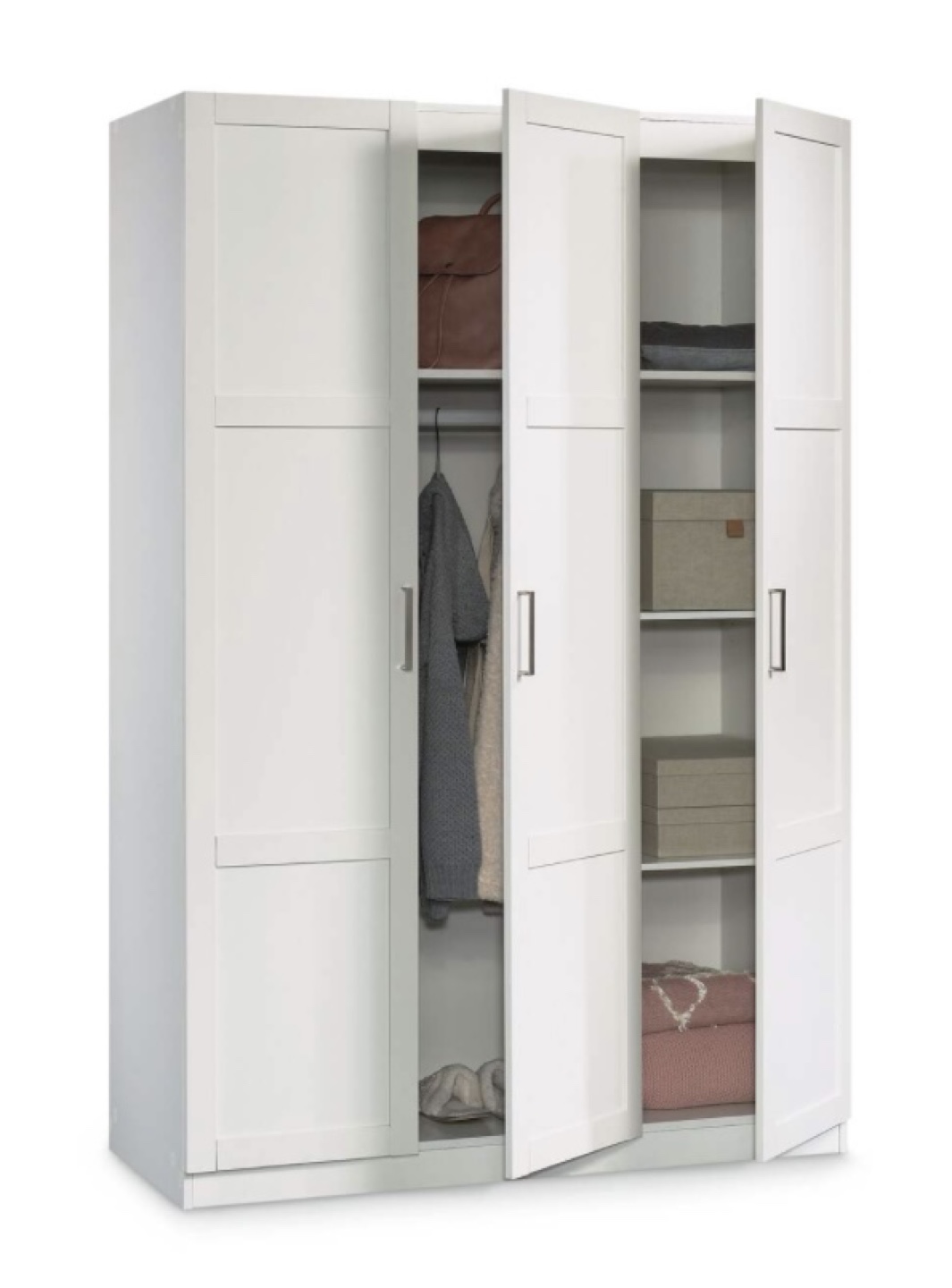 White 3-Door Wardrobe Armoire - photo 4