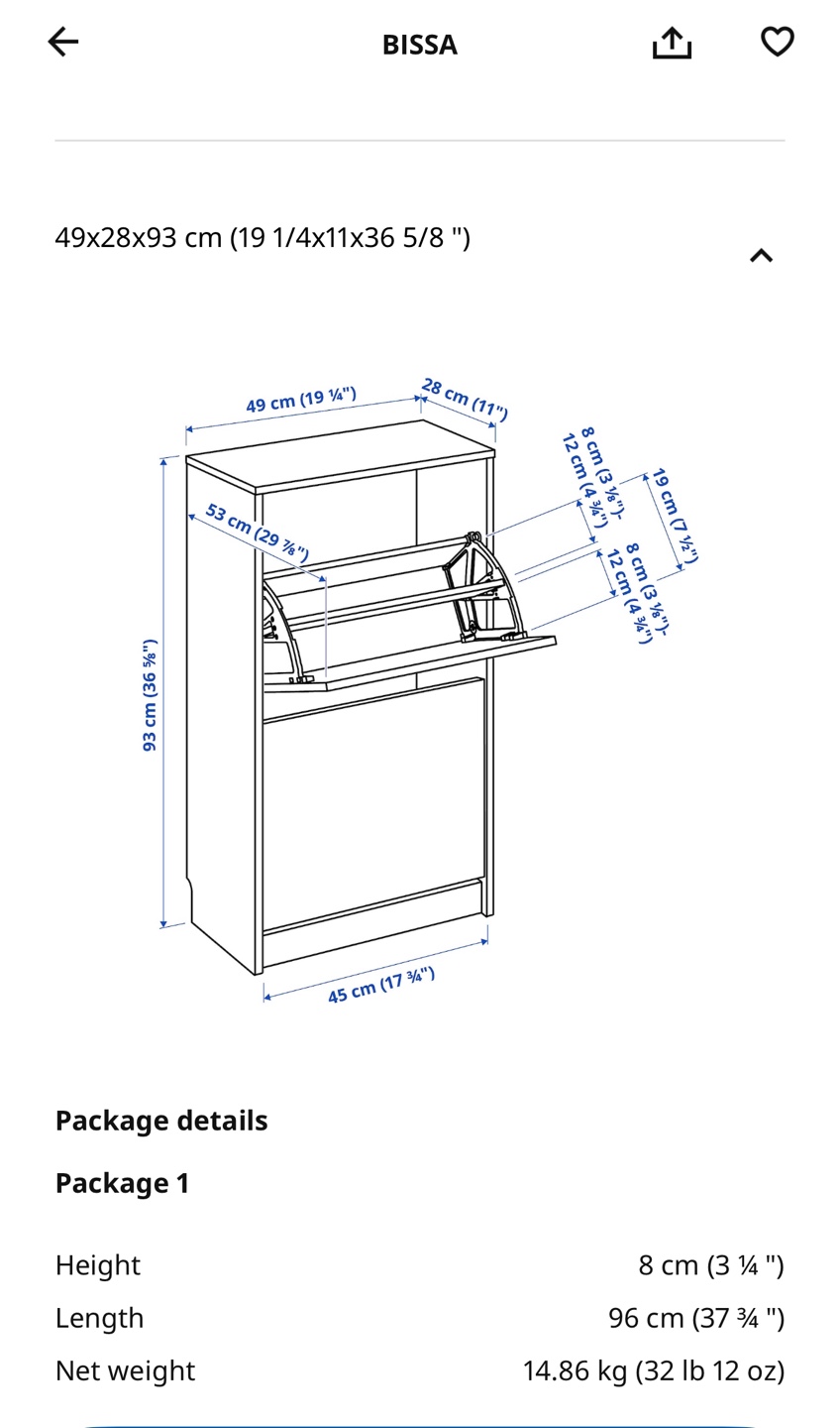 IKEA BISSA Shoe Cabinet - White - photo 2