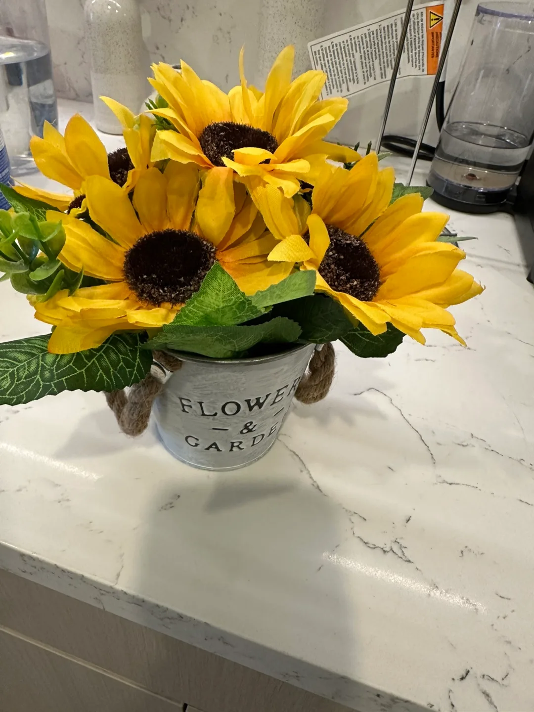 Artificial Sunflower Arrangement in Metal Bucket thumbnail