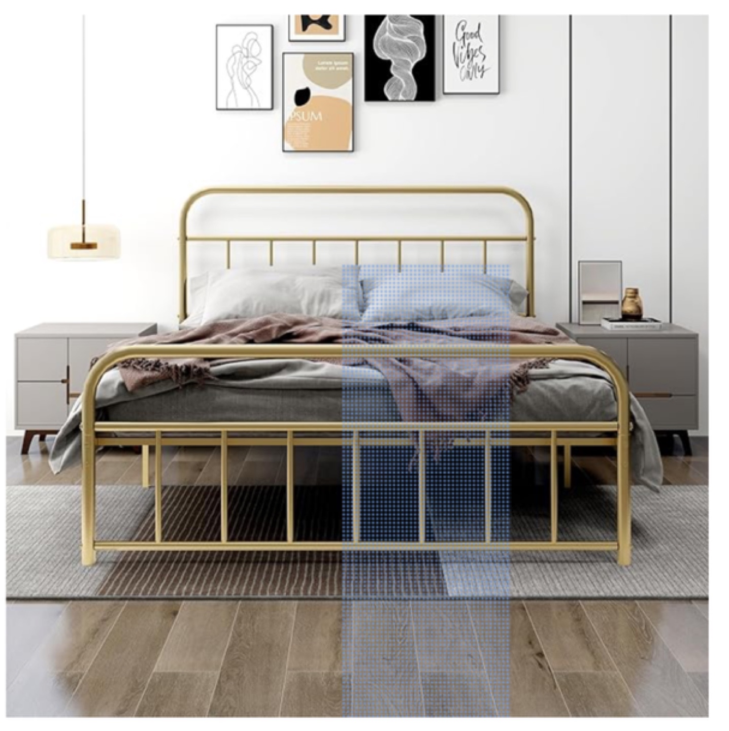 Queen Metal Bed Frame - Gold - photo 2