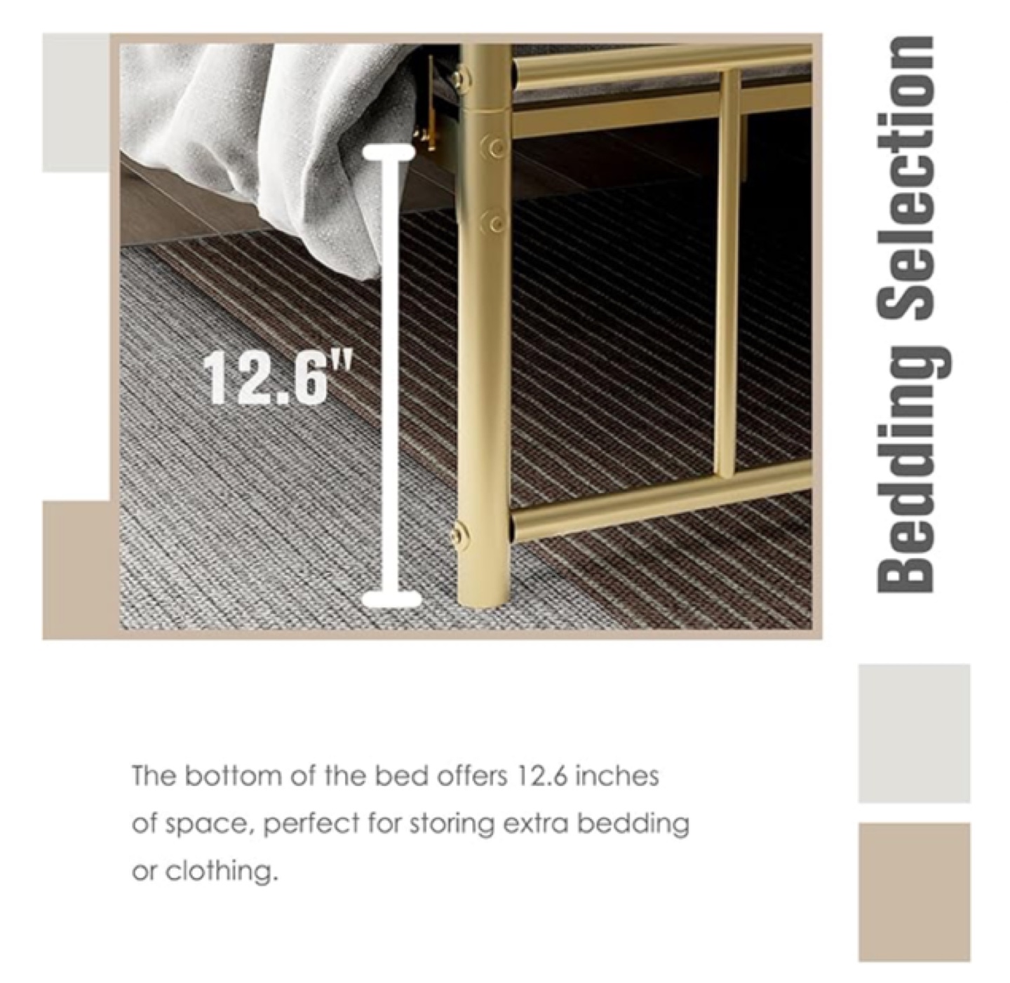 Queen Metal Bed Frame - Gold - photo 3