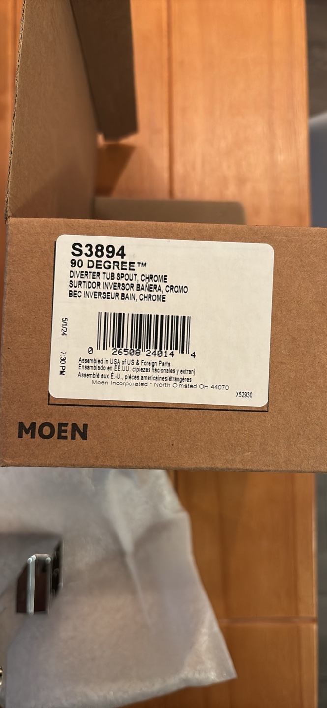 Moen S3894 90 Degree Diverter Tub Spout, Chrome - photo 5