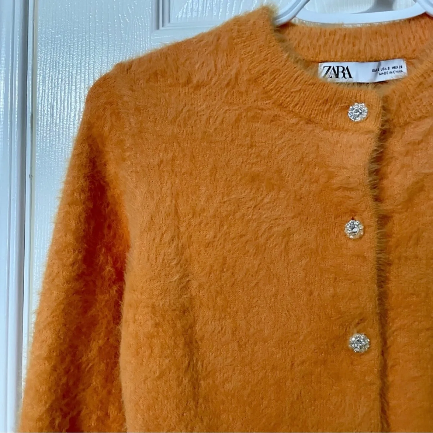 Zara Super Soft Orange Fuzzy Cardigan in Mint Condition image indicator(6)