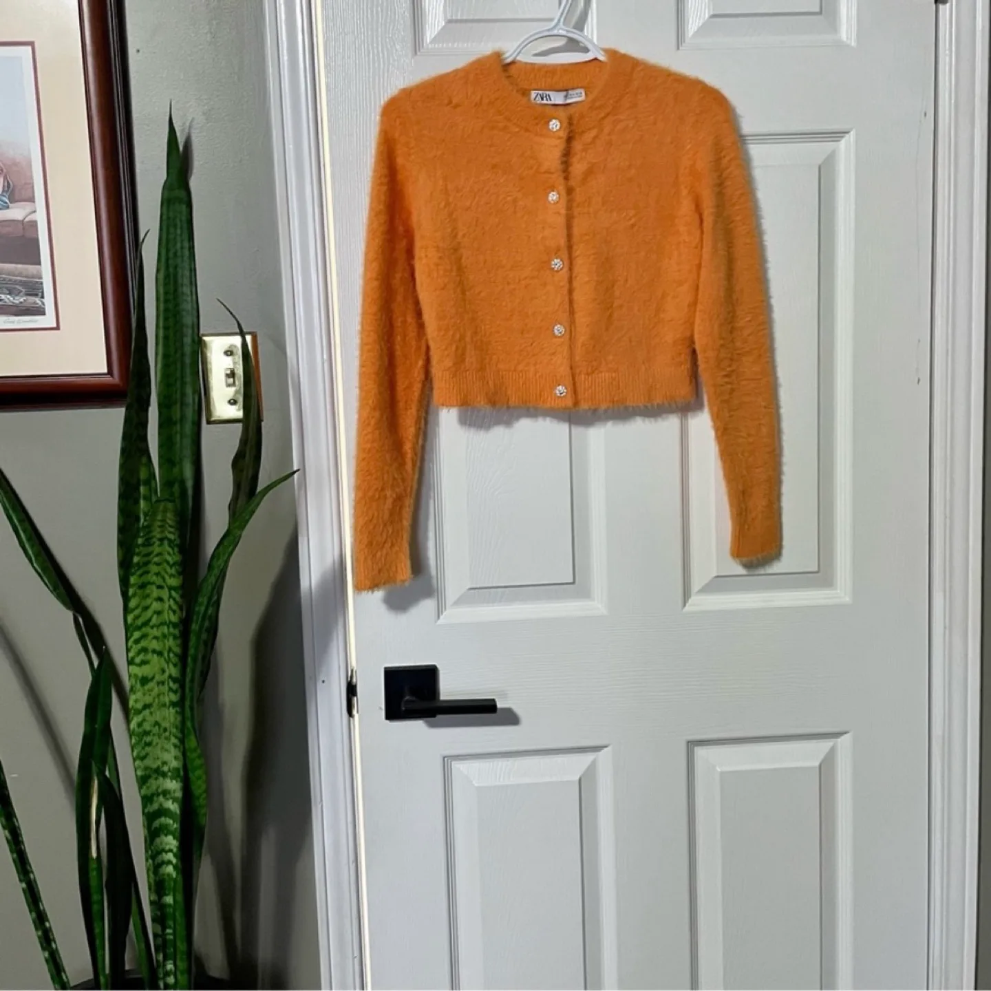 Zara Super Soft Orange Fuzzy Cardigan in Mint Condition image indicator(3)