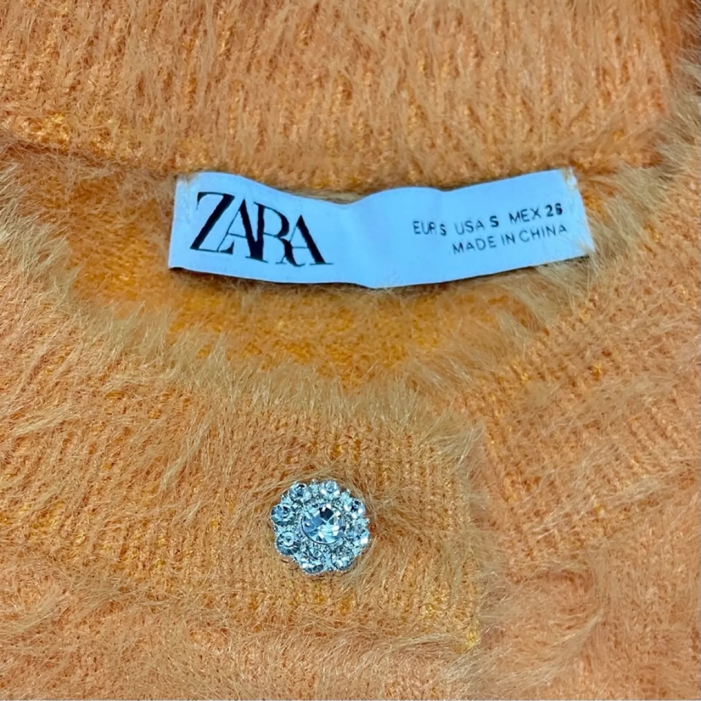 Zara Super Soft Orange Fuzzy Cardigan in Mint Condition image indicator(9)