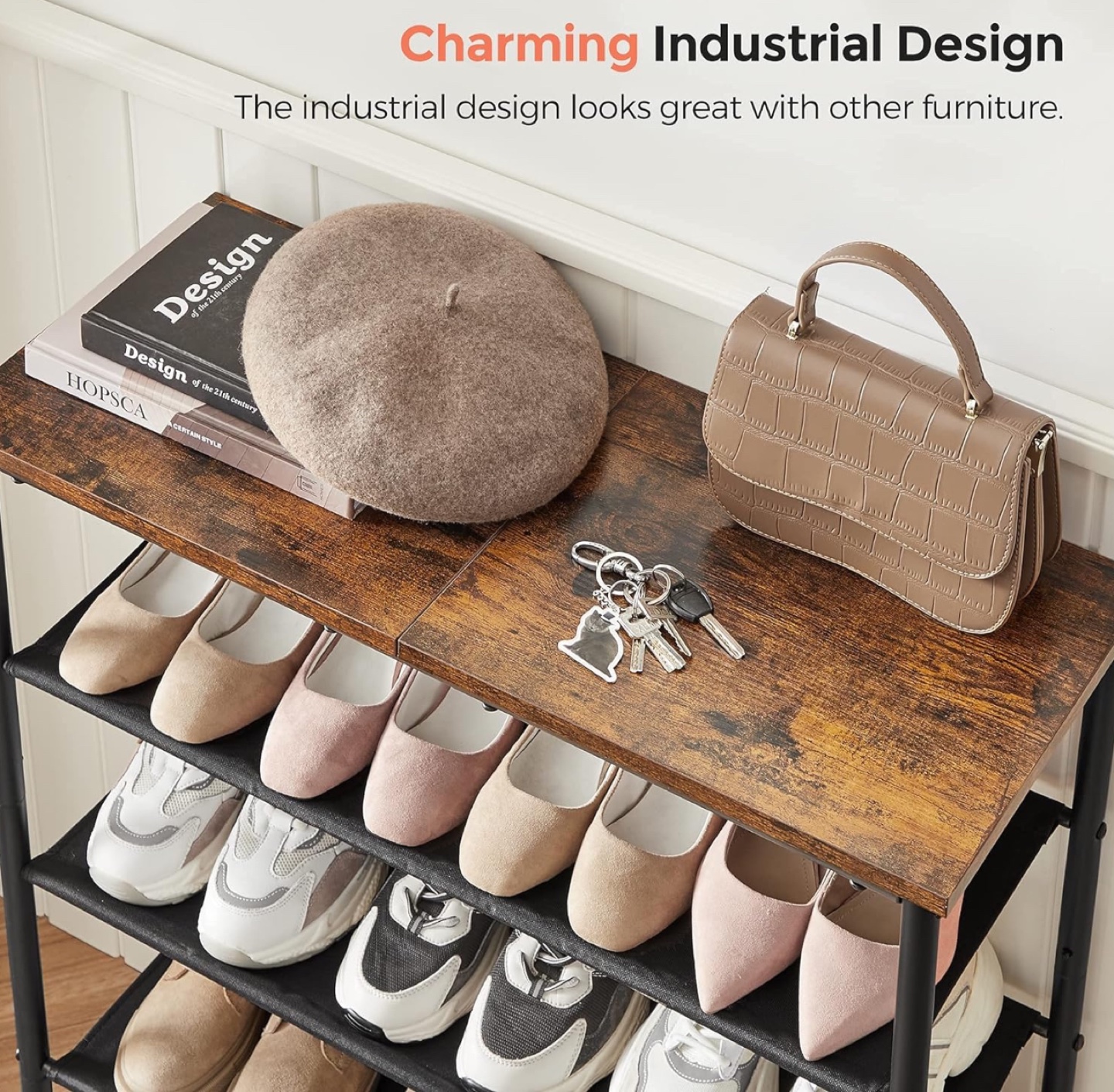 New Four-Tier Shoe Rack with Rustic Top - photo 3