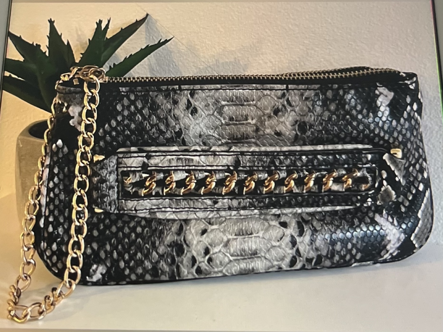 Bebe Lottie Snakeskin Chain Wallet - photo 2