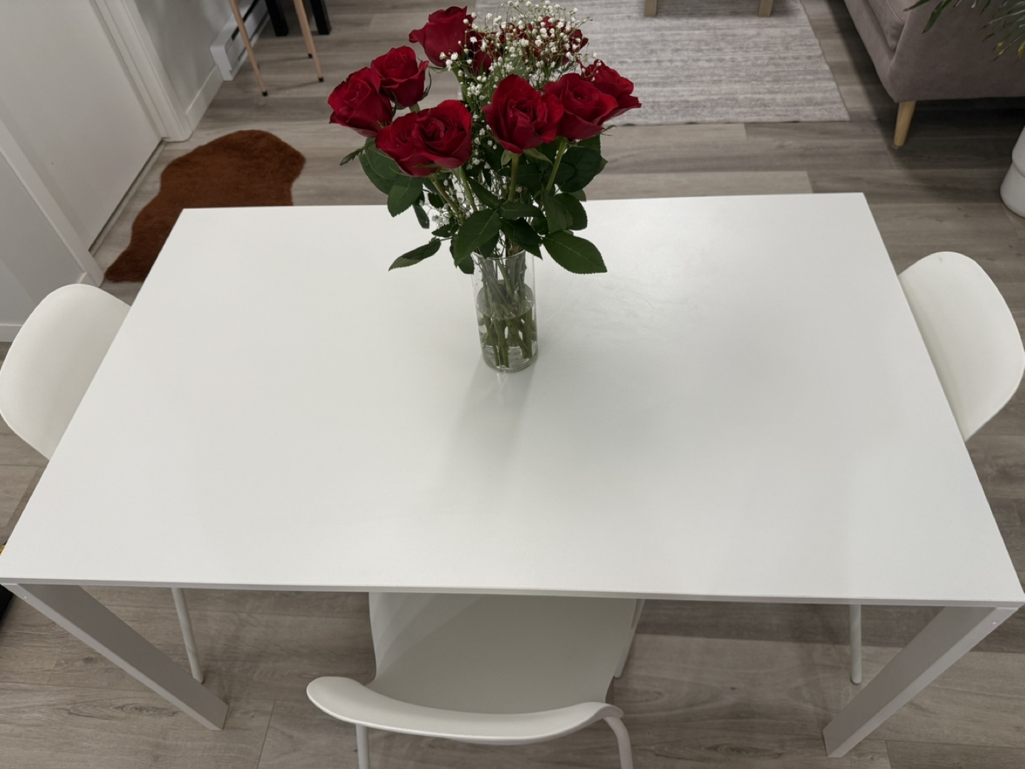 White IKEA Dining Table and Four Chairs - photo 2