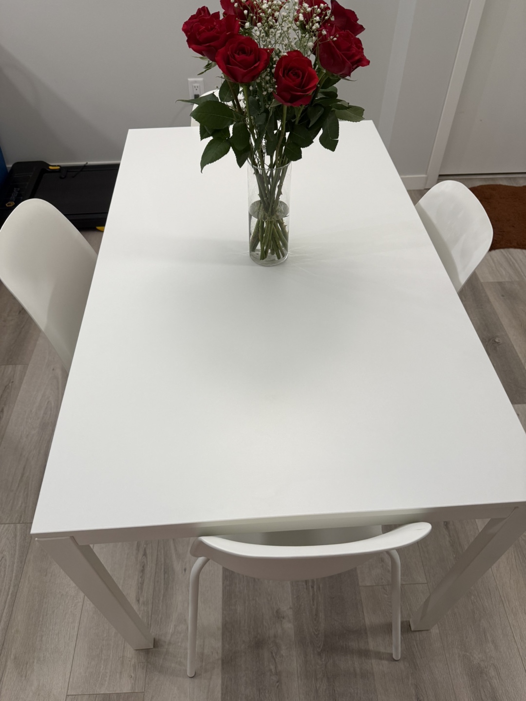 White IKEA Dining Table and Four Chairs - photo 3