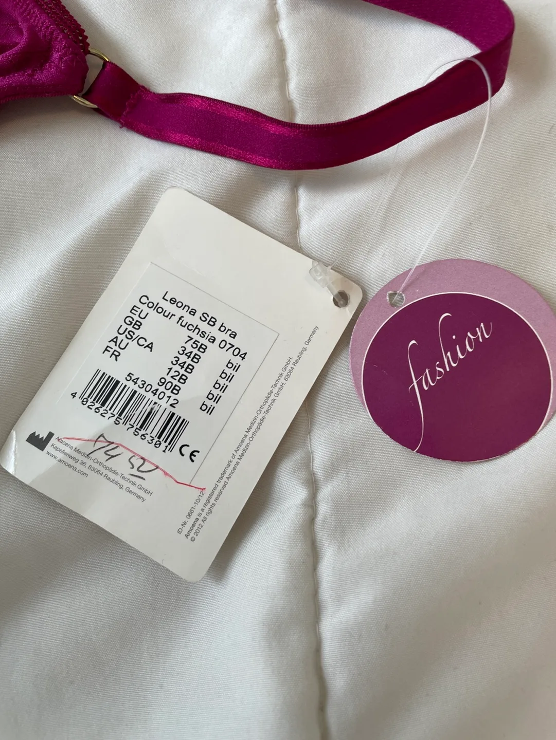 BNWT Amoena Leona SB Bra - Fuchsia - 34B image indicator(2)