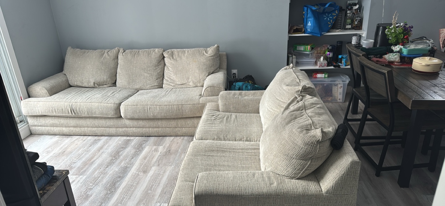 Beige Fabric Sofa Set 5 seater