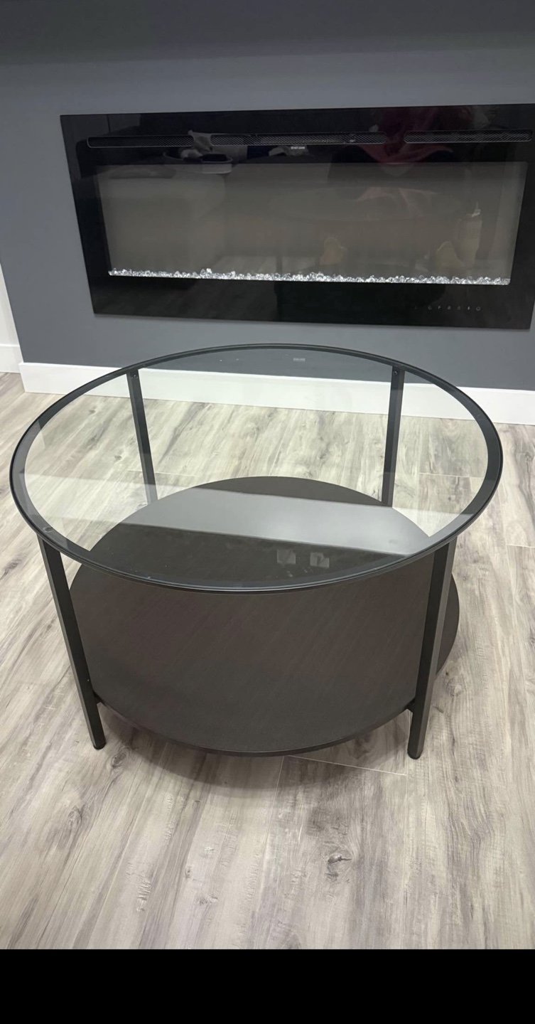 Round Glass Coffee Table with Lower Shelf - photo 2