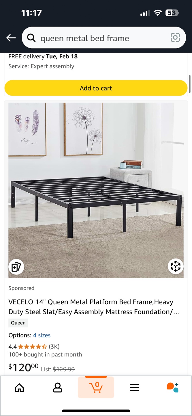 VECELO Queen Metal Platform Bed Frame