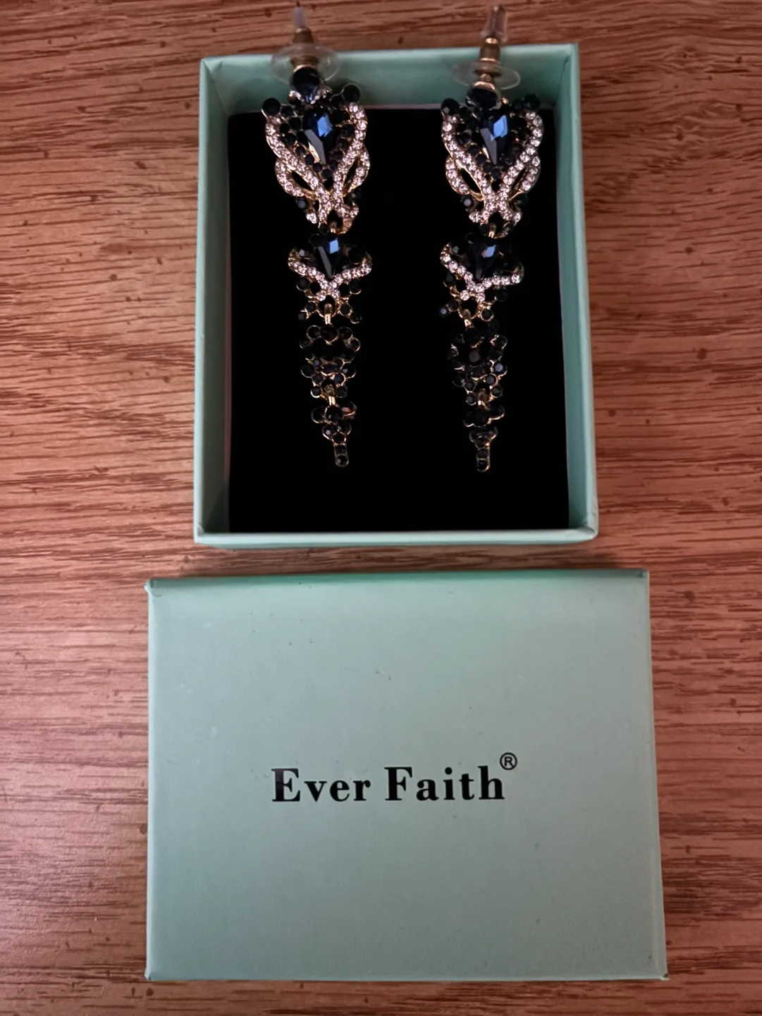 Elegant Blue Crystal Post Dangle Earrings image indicator(2)