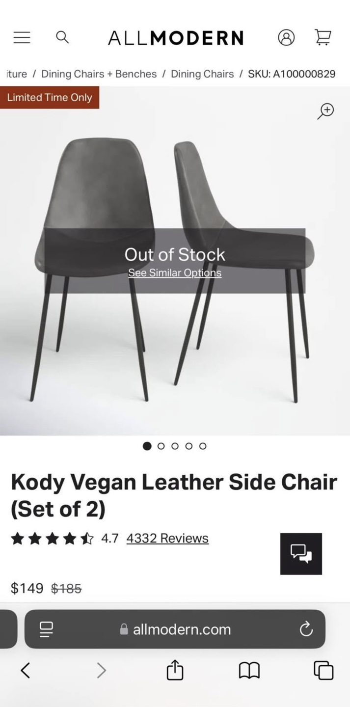 4 All Modern Kody Vegan Leather Side Chairs - photo 3