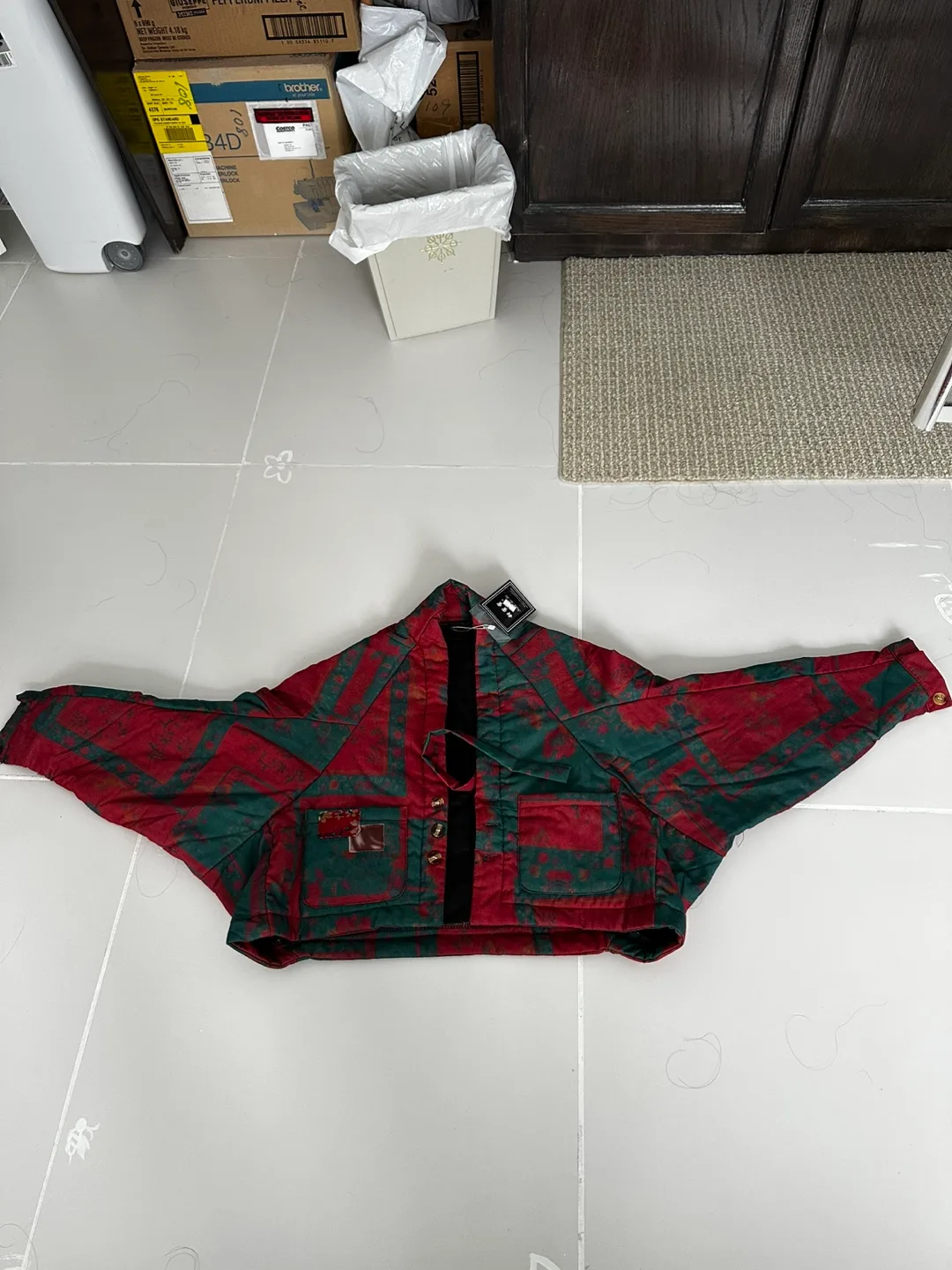 Vintage Red and Green Floral Padded Jacket image indicator(5)