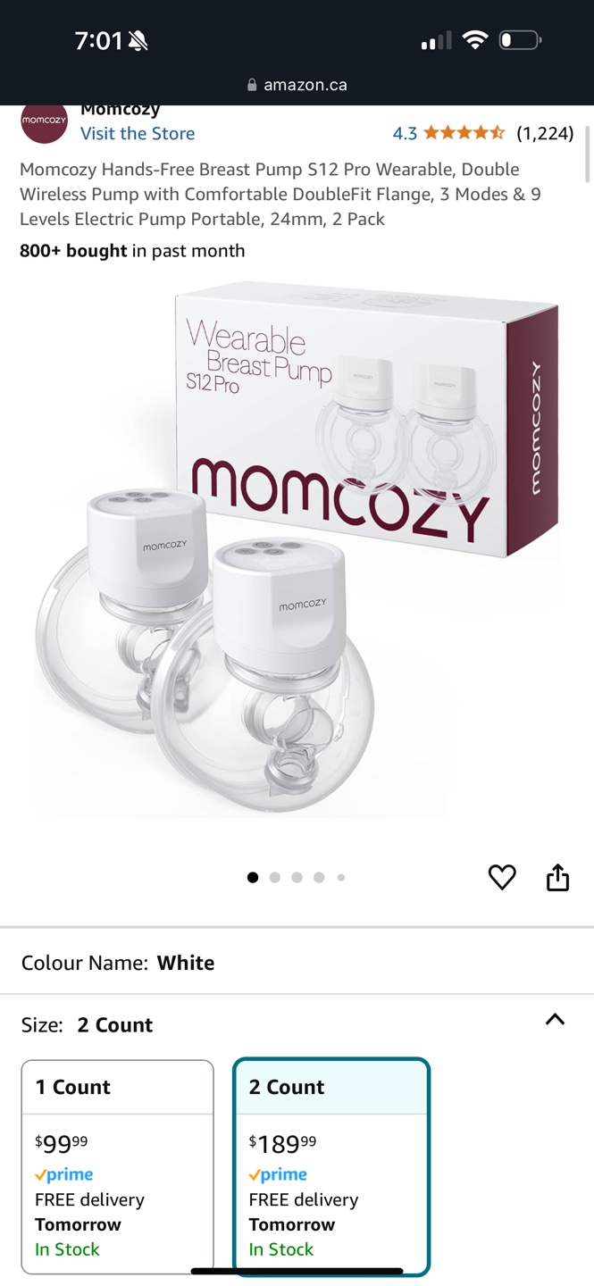 Sealed Momcozy S12 Pro Wearable Breast Pump - 2 Count - photo 3