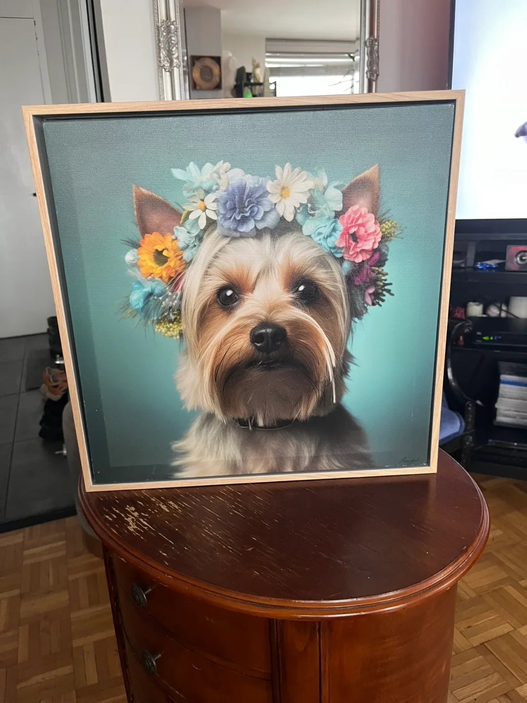 Framed Dog Canvas Print 15x15 inches image indicator(3)