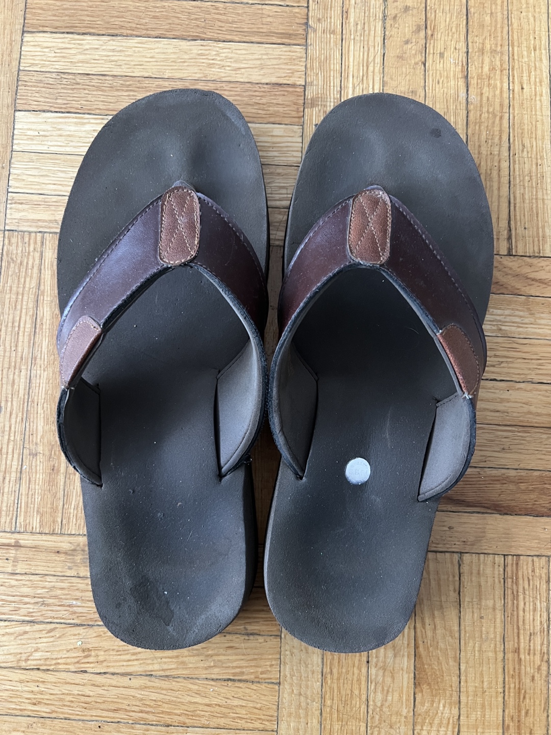 Brown Leather Thong Sandals - size 9.5