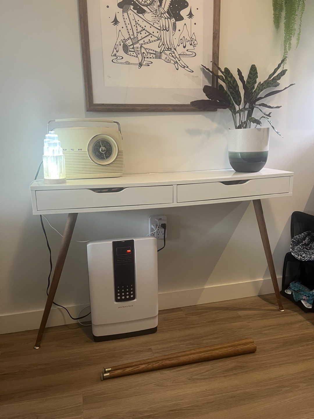 Floating drawers with vintage table legs