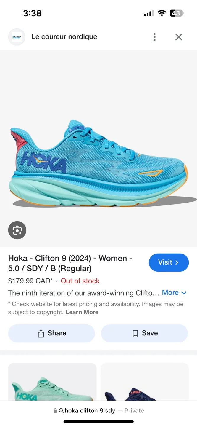 Hoka Clifton 9 Women's Running Shoes - Size 7.5B thumbnail