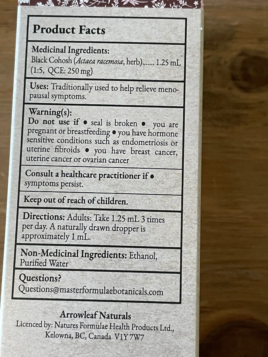 New - Arrowleaf Naturals Black Cohosh Menopause Tincture - 100ml image indicator(2)