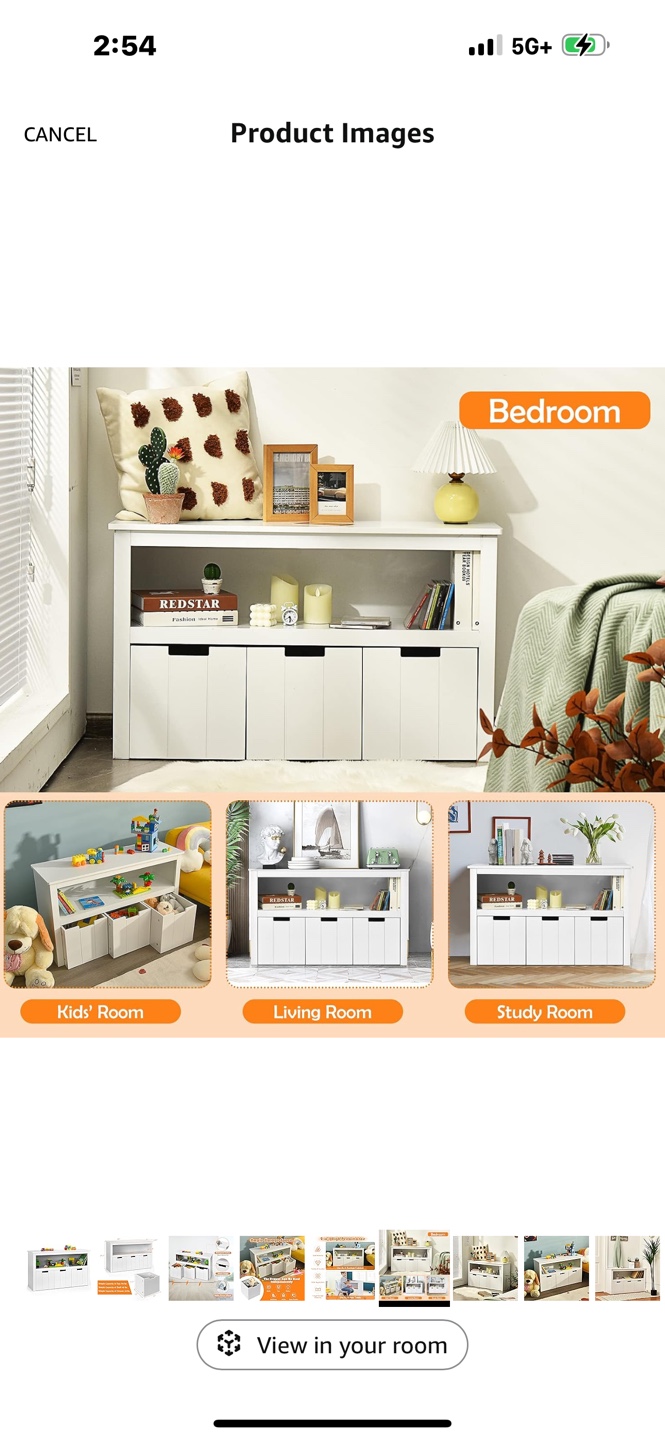 White Wooden Storage Cabinet with Drawers - photo 4