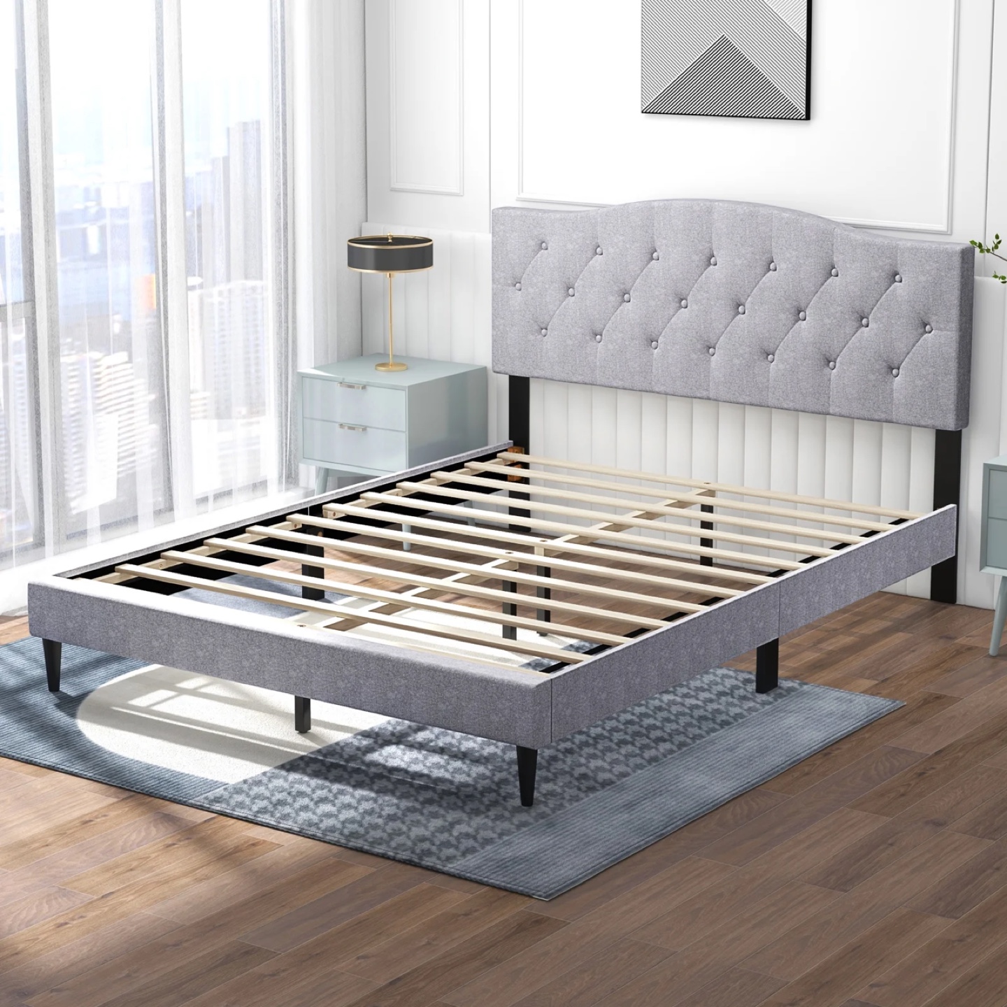 Queen Upholstered Bed Frame with Headboard - photo 3