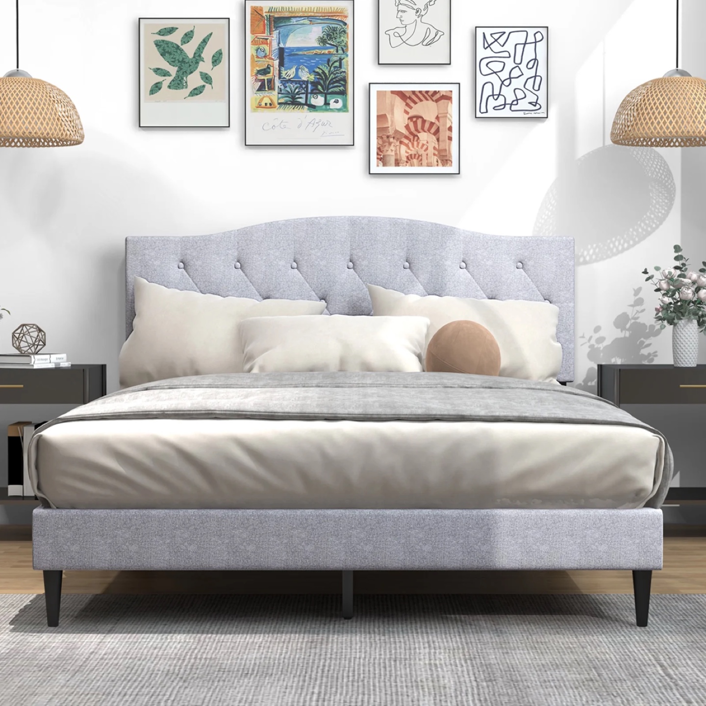 Queen Upholstered Bed Frame with Headboard - photo 4