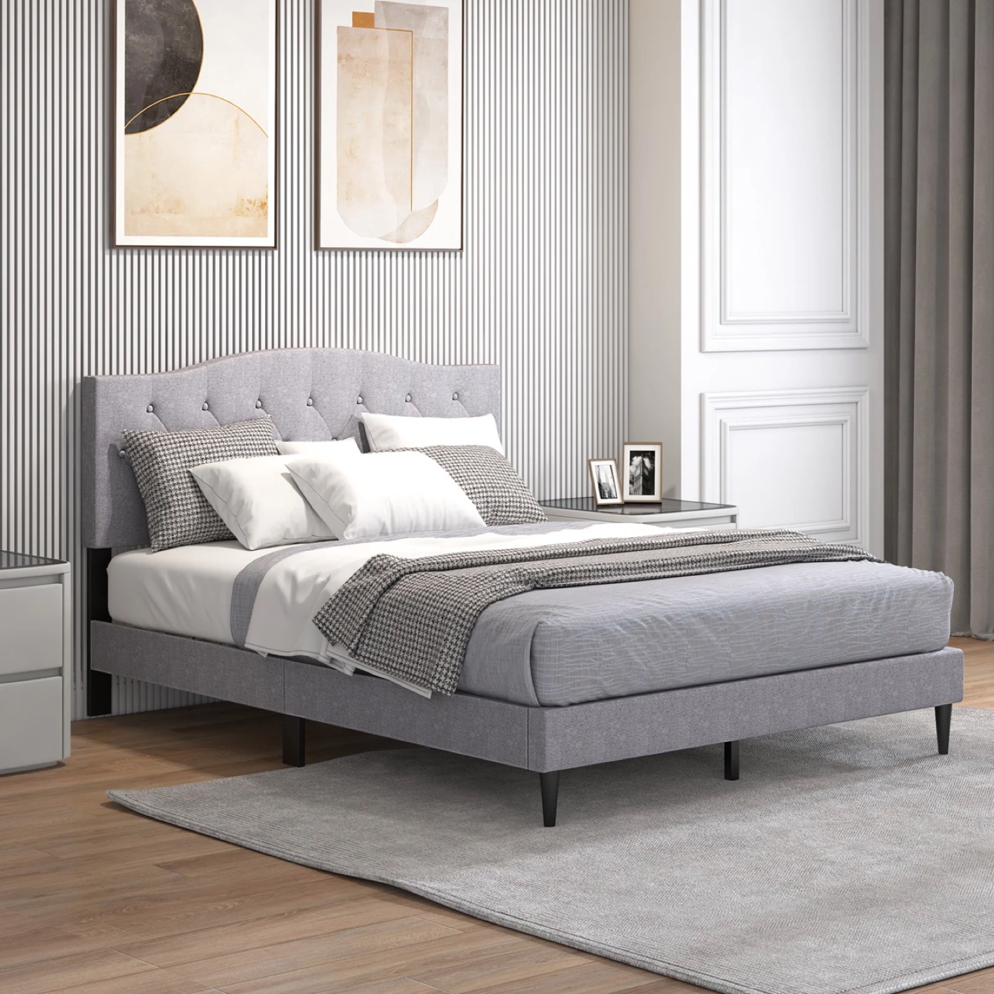Queen Upholstered Bed Frame with Headboard