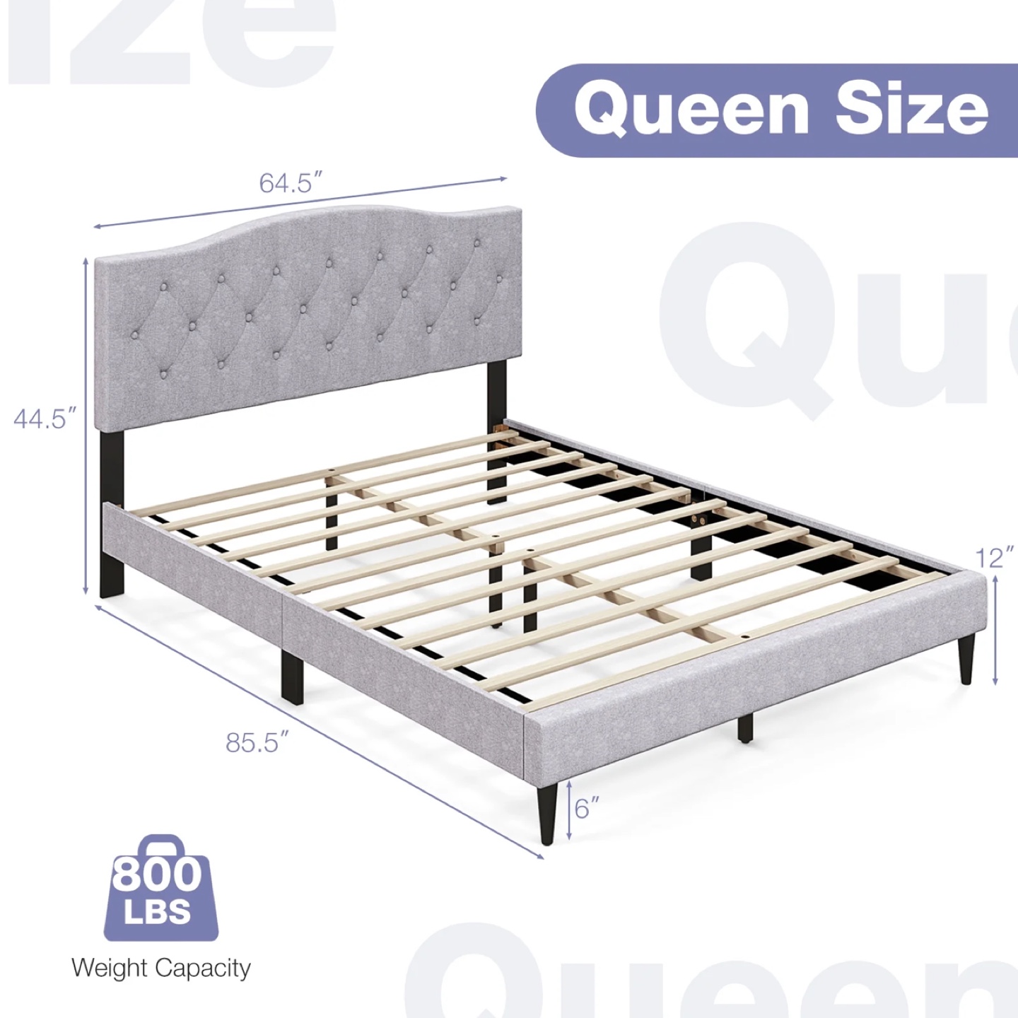 Queen Upholstered Bed Frame with Headboard - photo 2