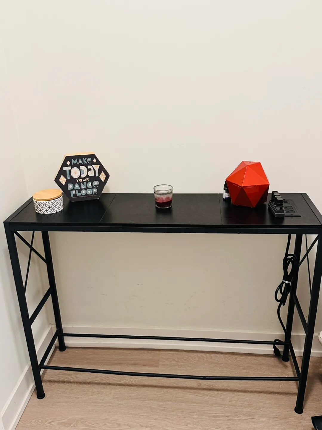 Black Console Table with Built-in Outlets thumbnail