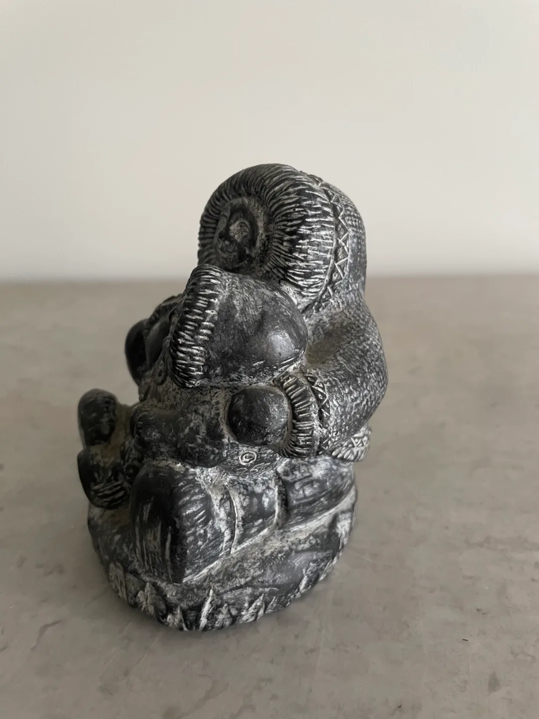 Vintage Inuit Soapstone Carving - Mother and Child image indicator(3)